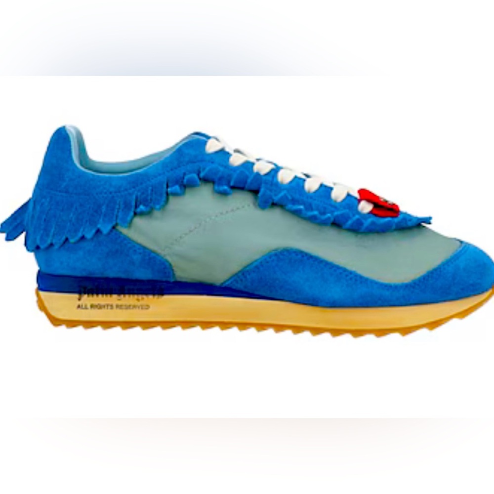 Palm Angels Men's Low Top fringe Sneakers Blue Size 43 (MSRP $535)  leat…